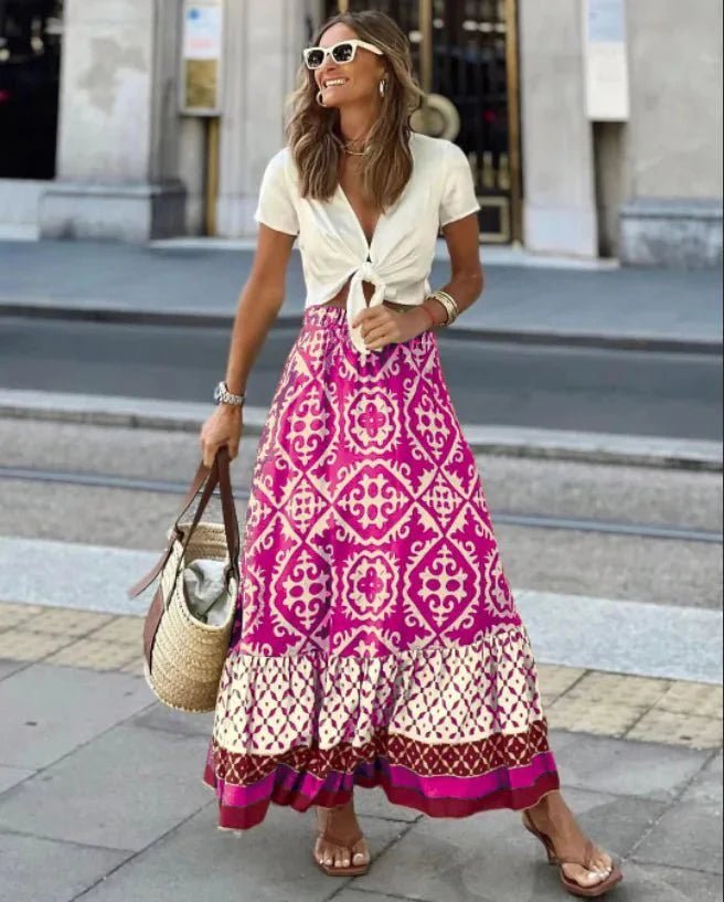 SOKYND Vianne Boho Printed Midi Swing Skirt SkirtsSOKYND-871319-OLI-S-56631OliveS