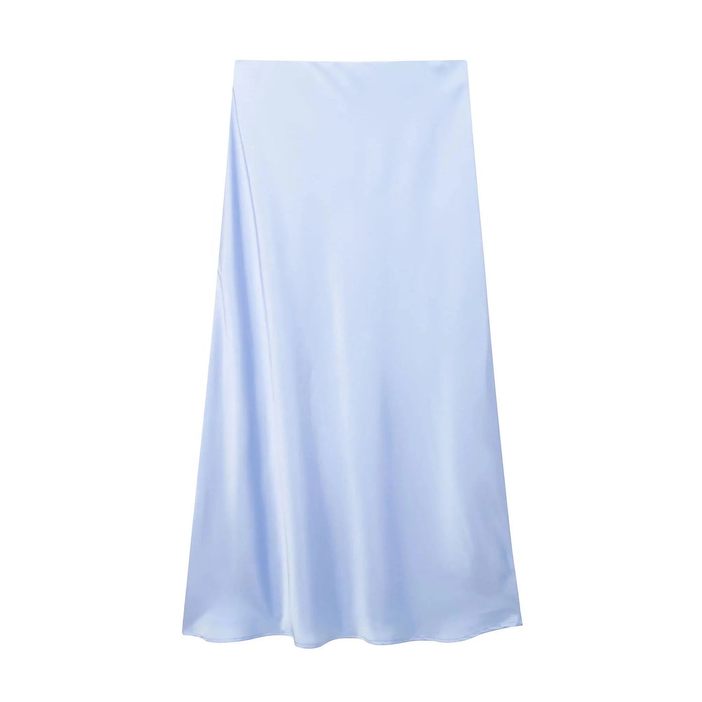 SOKYND Yui High Waist Black Satin Midi Skirt SkirtLight BlueXS