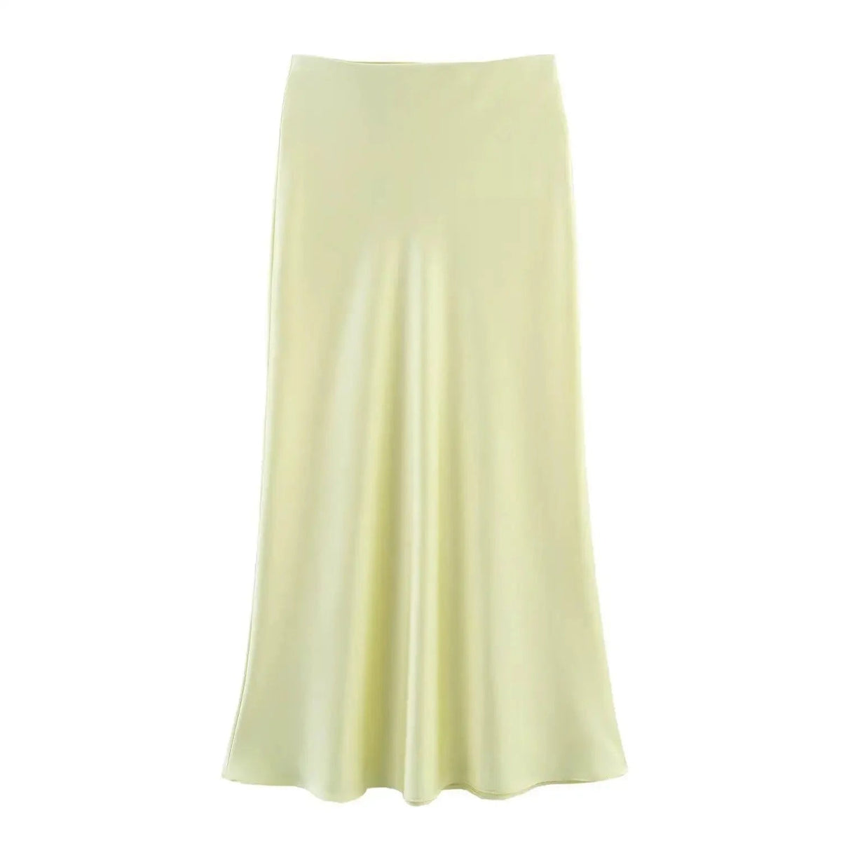 SOKYND Yui High Waist Black Satin Midi Skirt SkirtLight YellowXS