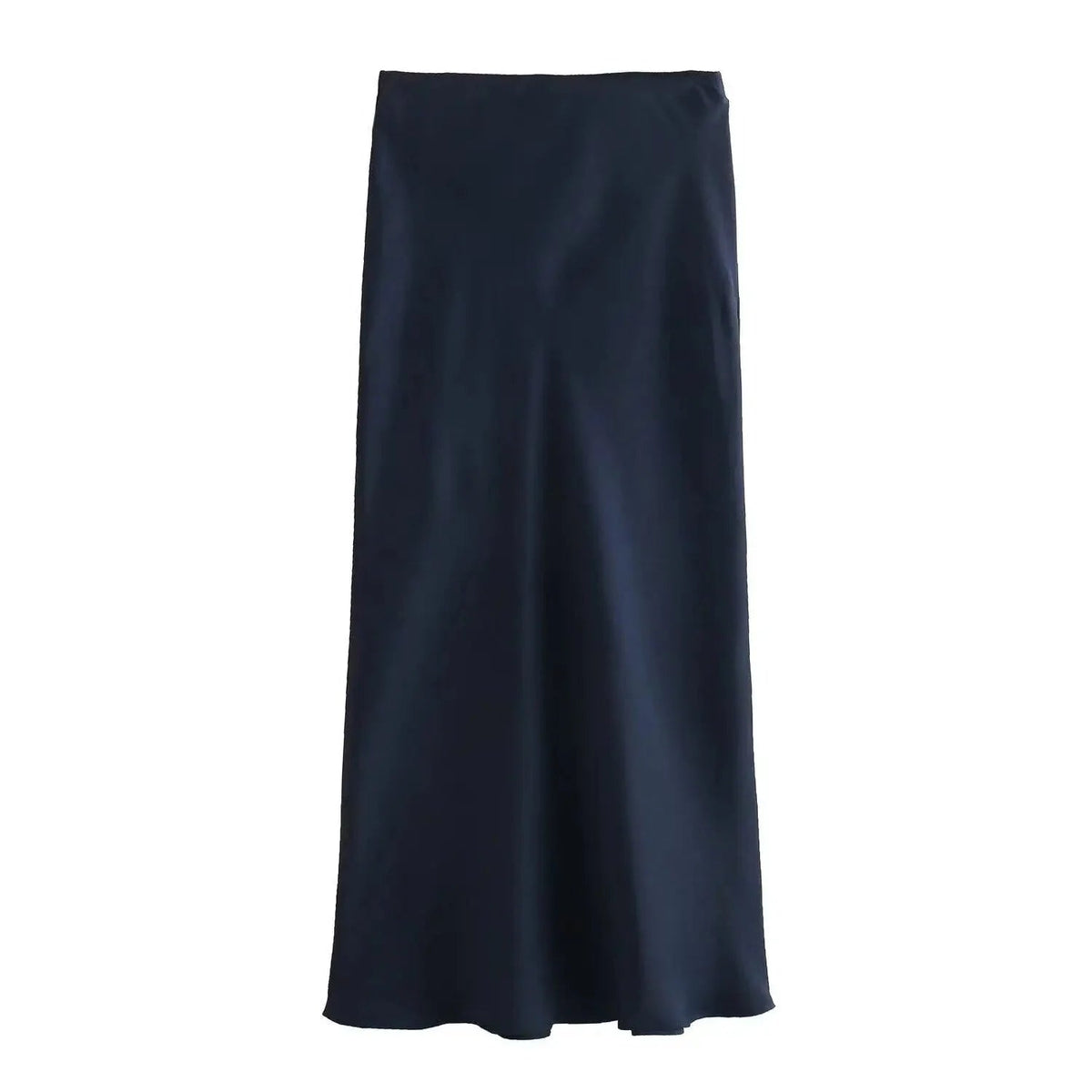 SOKYND Yui High Waist Black Satin Midi Skirt SkirtNavy BlueXS