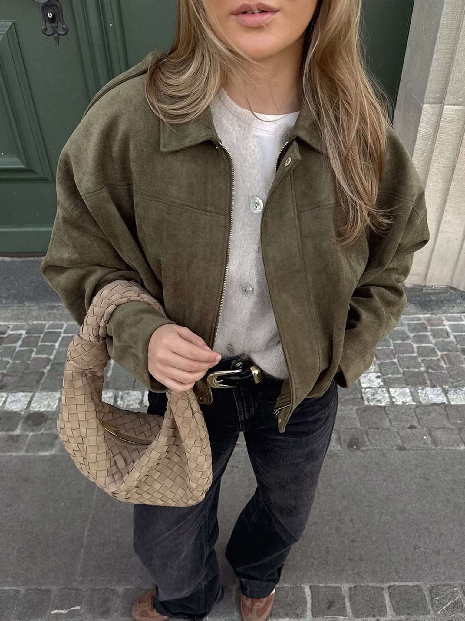 Zelda Suede Bomber Jacket
